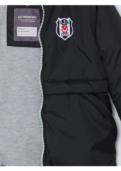 Yeni Sezon Kapüşonlu Beşiktaş Baskılı Erkek Çocuk Mont modelleri