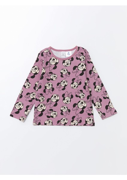 Yeni Sezon Bisiklet Yaka Minnie Mouse Baskılı Kız Bebek Pijama Takımı modelleri