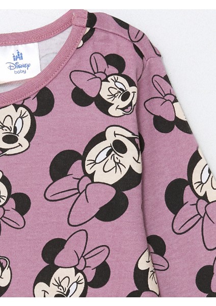 Yeni Sezon Bisiklet Yaka Minnie Mouse Baskılı Kız Bebek Pijama Takımı fiyatları