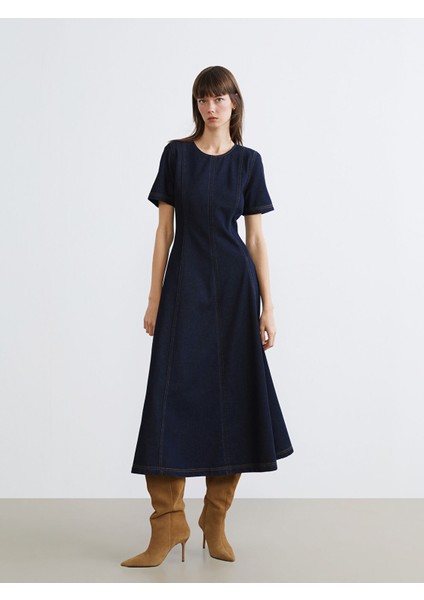 Yeni Sezon Bisiklet Yaka A Kesim Jean Elbise