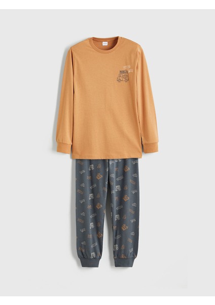 Yeni Sezon Bisiklet Yaka Erkek Çocuk Pijama Takımı