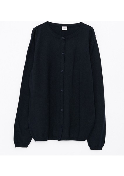 Yeni Sezon Bisiklet Yaka Basic Uzun Kollu Kız Çocuk Triko Hırka