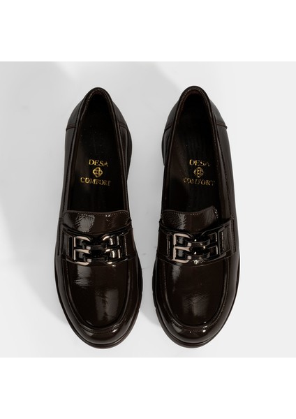 Kadın Kahve Desacomfort Toka Detaylı Deri Ayakkabı