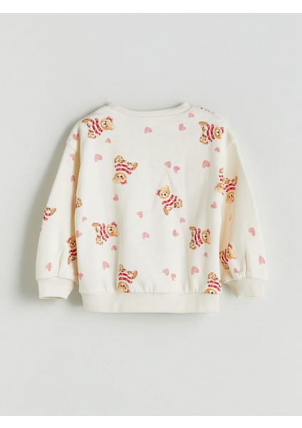 Yeni Sezon Bisiklet Yaka Baskılı Kız Çocuk Kalın Sweatshirt modelleri