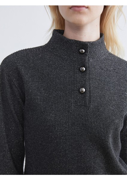 Yeni Sezon Dik Yaka Simli Bluz modelleri