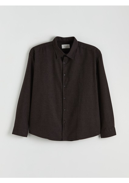 Yeni Sezon Regular Fit Uzun Kollu Armürlü Erkek Gömlek