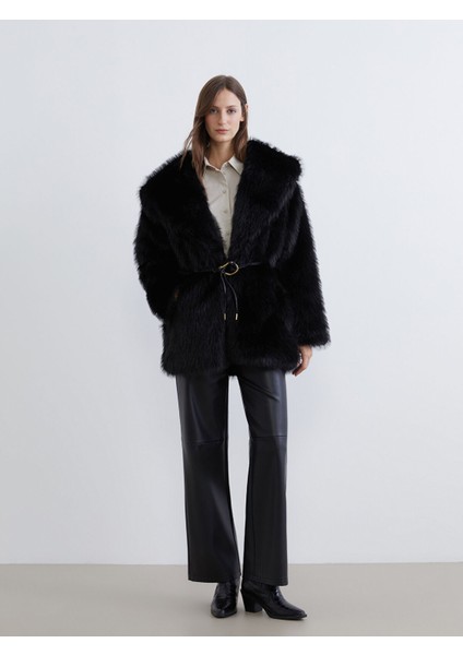 Yeni Sezon Şal Yaka Oversize Kadın Kürk Kaban fiyatları