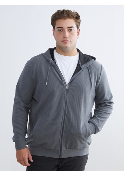 Yeni Sezon Standart Kalıp Kapüşonlu Erkek Fermuarlı Sweatshirt