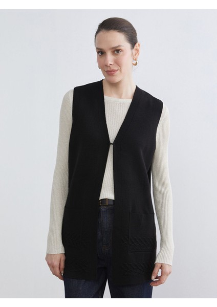 Yeni Sezon V Yaka Kadın Triko Yelek