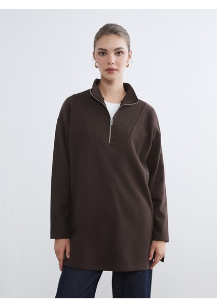 Yeni Sezon Dik Yaka Kadın Sweatshirt Tunik