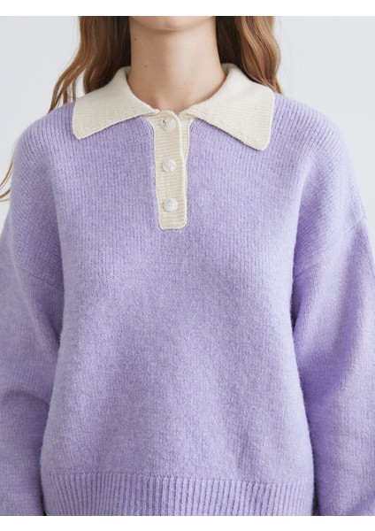 Yeni Sezon Polo Yaka Oversize Kadın Triko Kazak modelleri