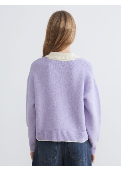 Yeni Sezon Polo Yaka Oversize Kadın Triko Kazak fırsatları