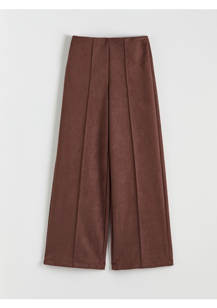 Yeni Sezon Standart Fit Kadın Süet Görünümlü Pantolon indirimleri