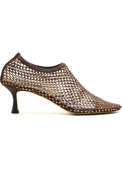 Woven Kahve Tekstil Kadın Stiletto & Abiye