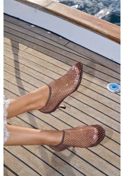 Woven Kahve Tekstil Kadın Stiletto & Abiye