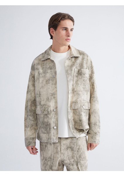 Yeni Sezon Rahat Kalıp Uzun Kollu Gabardin Erkek Gömlek Ceket