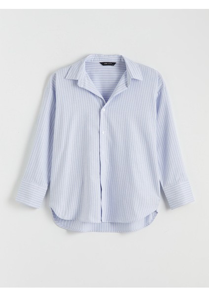 Yeni Sezon Çizgili Oversize Kadın Gömlek