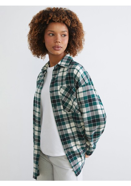 Yeni Sezon Ekose Oversize Kadın Oduncu Gömlek