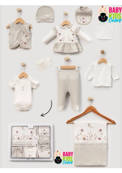 Çiçek Nakışlı %100 Pamuklu 10'lu Hastane Çıkışı