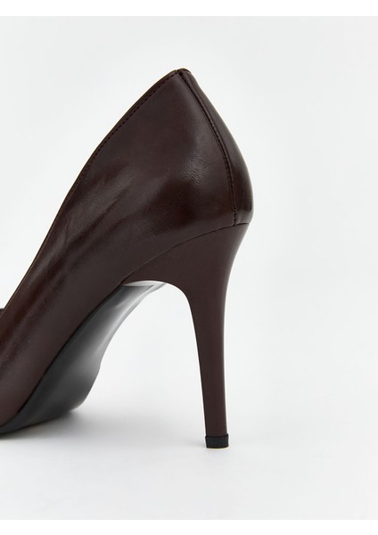 Yeni Sezon Deri Görünümlü Sivri Burun Kadın Topuklu Ayakkabı indirimleri