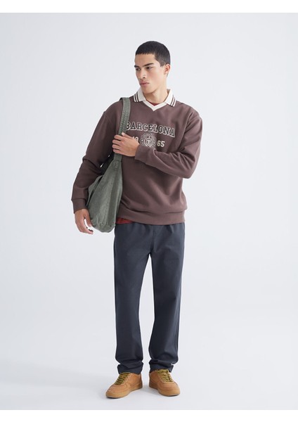 Yeni Sezon Polo Yaka Baskılı Oversize Erkek Sweatshirt fiyatları