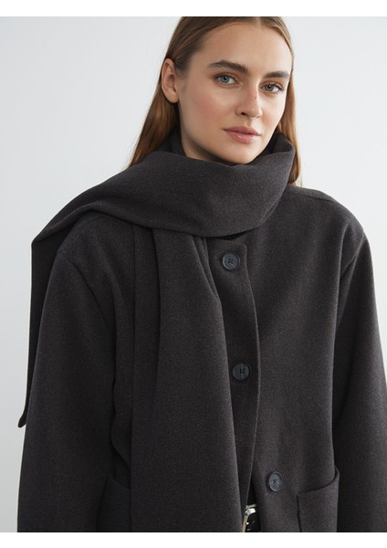 Yeni Sezon Çıkarılabilir Şal Yaka Kadın Kaşe Kaban