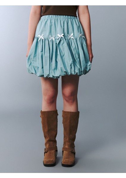 Yeni Sezon Beli Lastikli Fiyonk Detaylı Genç Kız Balon Etek fiyatları