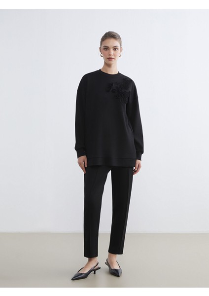 Yeni Sezon Bisiklet Yaka Çiçekli Kadın Sweatshirt Tunik fiyatları