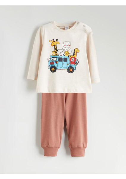 Yeni Sezon Bisiklet Yaka Erkek Çocuk Pijama Takımı