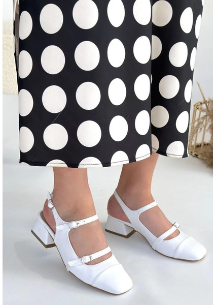 Yzlal Doran Beyaz Cilt Topuklu Ayakkabı (Numara: 40)