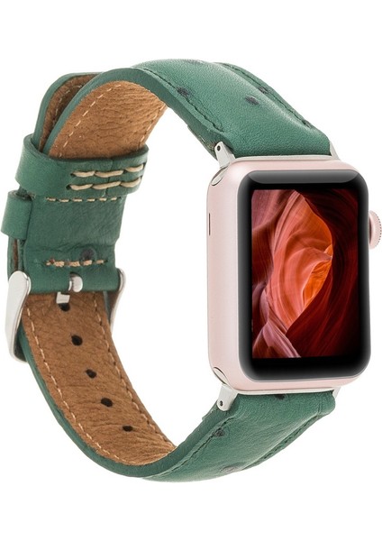 Apple Watch Uyumlu Deri Kordon 42-44-45MM De6 Yeşil