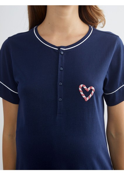 Yeni Sezon Bisiklet Yaka Baskılı Hamile Gecelik modelleri