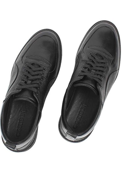 Erkek Siyah Bağcıklı Deri Günlük Ayakkabı