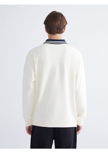 Yeni Sezon Polo Yaka Baskılı Erkek Kalın Sweatshirt fırsatları