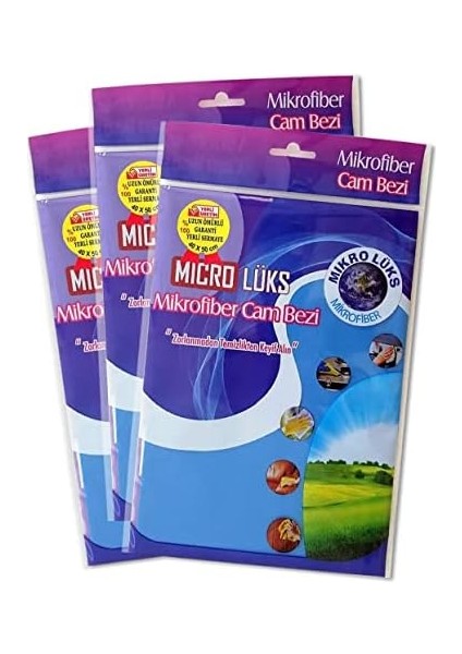 Lüks Mikrofiber Microlüks Cam Temizlik Bezi 40X50CM (Mavi, 3lü Paket) fiyatları