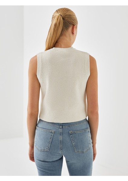 Yeni Sezon Bisiklet Yaka Dokulu Kadın Triko Yelek fırsatları