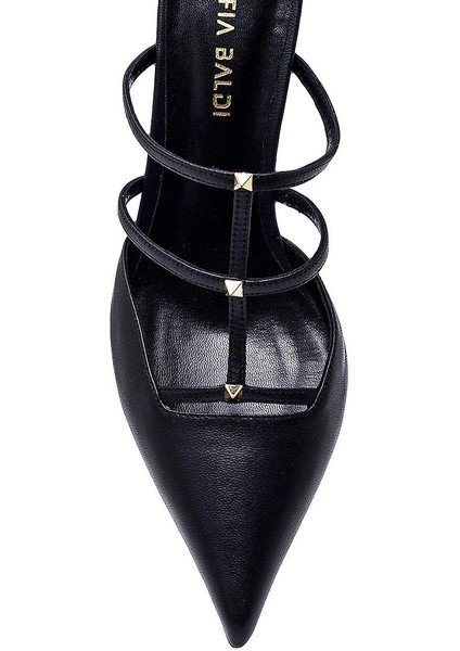 Lusha Siyah Hakiki Deri Kadın Topuklu Terlik modelleri