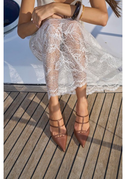 Lusha Siyah Hakiki Deri Kadın Topuklu Terlik indirimleri