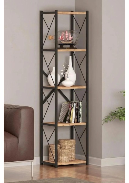 Metal Concept Kitaplık 5 Raflı Çok Amaçlı Dosya Kitap Rafı Ofis Salon Rafı