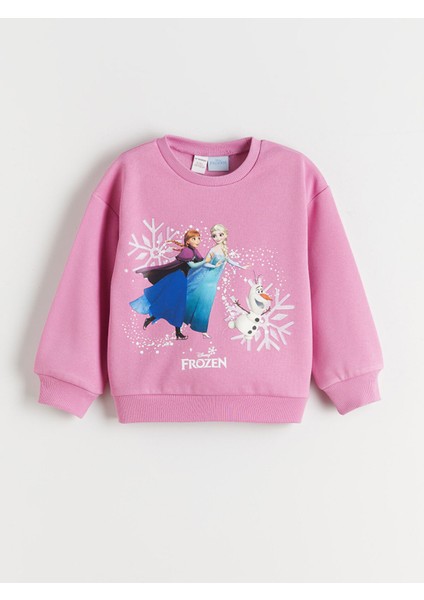 Yeni Sezon Bisiklet Yaka Elsa Baskılı Kız Çocuk Sweatshirt 2'li fiyatları