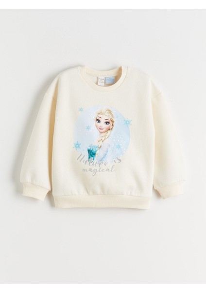 Yeni Sezon Bisiklet Yaka Elsa Baskılı Kız Çocuk Sweatshirt 2'li fırsatları