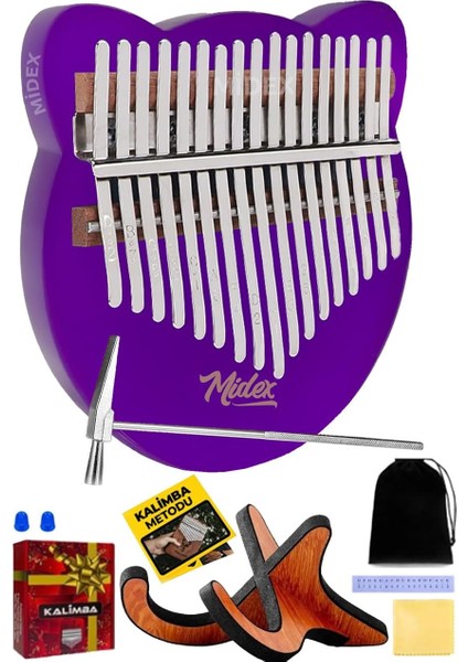 KLX-660-PAK Mor Renk Cam Kalimba 17 Tuşlu Full Set