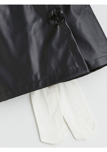 Yeni Sezon Deri Görünümlü Kız Çocuk Şort Etek ve Külotlu Çorap fiyatları