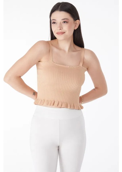 Yzlal Yazlık Triko Crop Vizon (Beden: Standart)