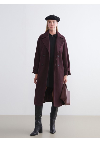 Yeni Sezon Kruvaze Yaka Kadın Kaşe Kaban