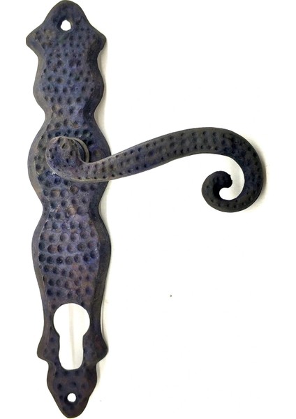 Antika Tarz Dekoratif Pirinç Ferforje Oda Kapı Kolu - 210X43 Mm, Oksit