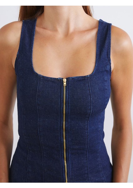 Yeni Sezon Kare Yaka Kadın Jean Yelek modelleri