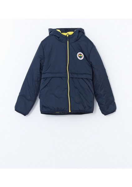 Yeni Sezon Kapüşonlu Fenerbahçe Baskılı Erkek Çocuk Mont