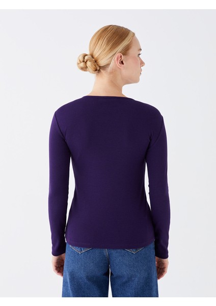 Yeni Sezon Bisiklet Yaka Düz Uzun Kollu Kadın Tişört indirimleri