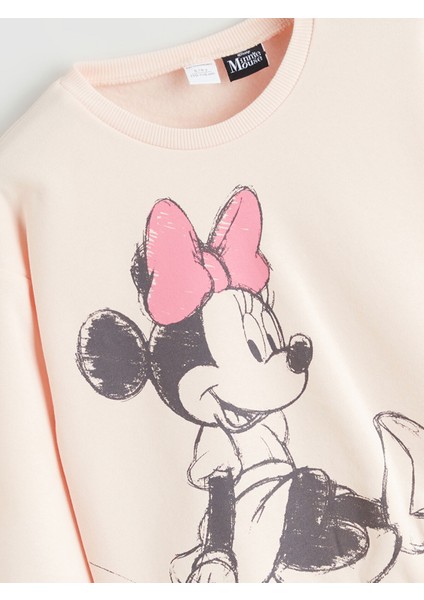 Yeni Sezon Bisiklet Yaka Minnie Mouse Baskılı Kız Çocuk Sweatshirt fiyatları
